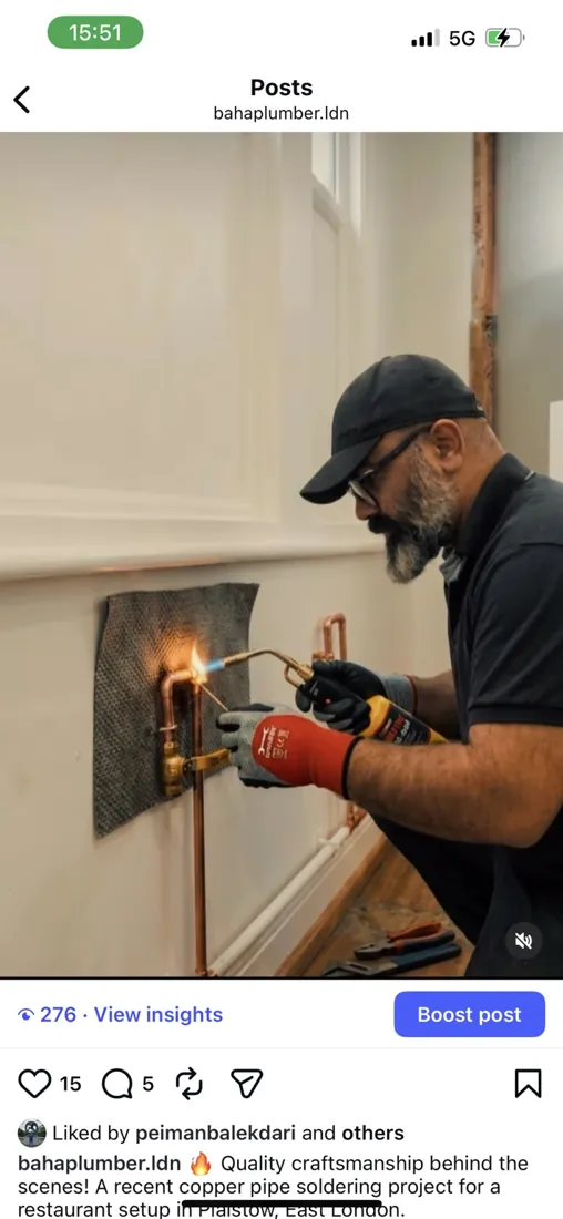Copper pipe soldering during a practical plumbing installation